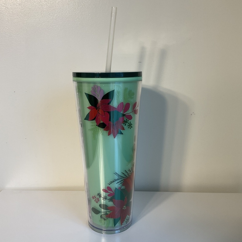Starbucks 2021 Green Poinsettia Venti 24oz Holiday Tumbler Color Changing Green - Picture 5 of 8